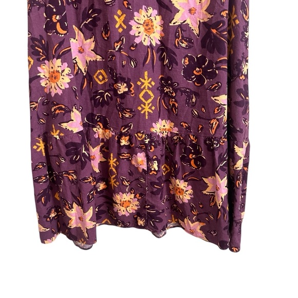 Sonoma Plum Purple Golden Floral Linen Blend Sleeveless Shift Dress Size 0X - Picture 3 of 7